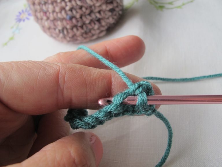 First stage of double crochet