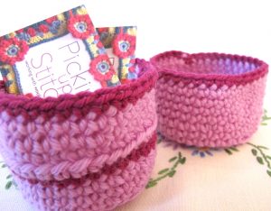 Two little crochet baskets