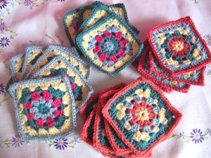 Piles of floral squares