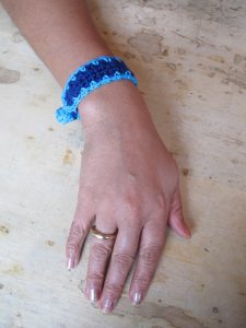 Blue crochet wristband