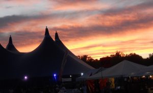 Sunset over tents at End of The Road Festival
