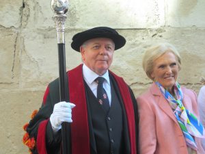Mary Berry and a Guildman opening the Wool Fair in London Bridge