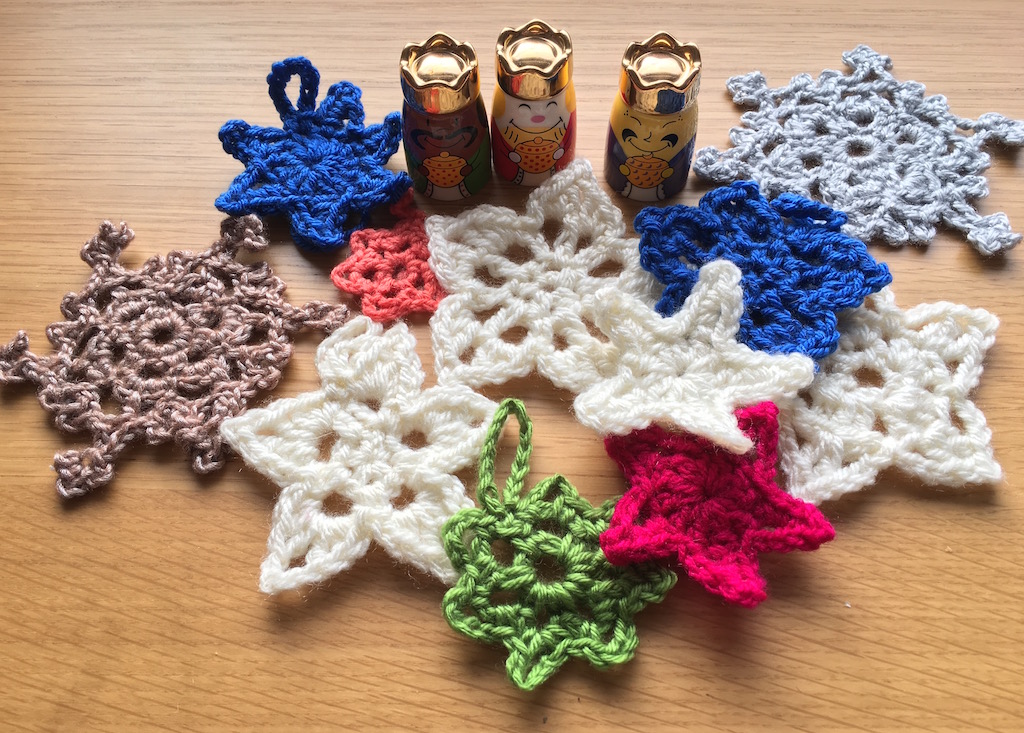Christmas crochet stars and snowflakes