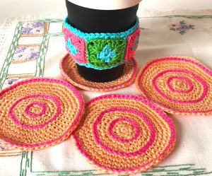 salmon and pink coasters
