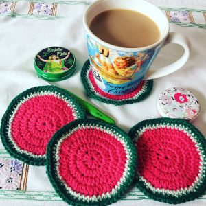 watermelon crochet coasters