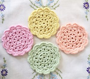 paster retro crocheted coasters