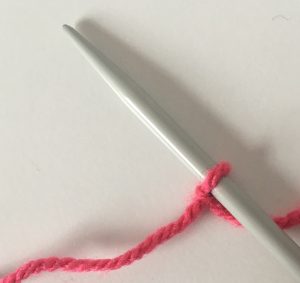 Slip knot loop on right needle