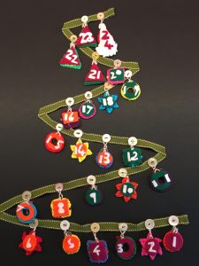 Crocheted advent Christmas tree