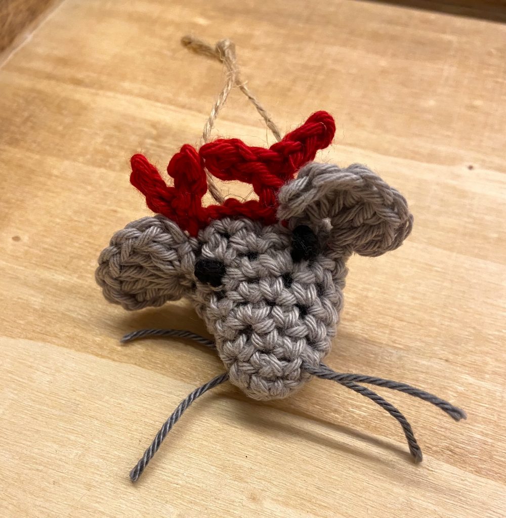 Crocheted mouse Christmas decoration