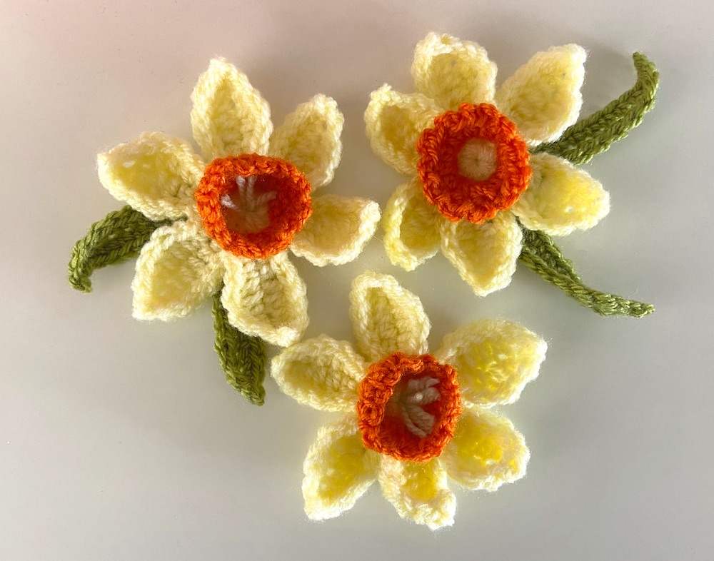 Crocheted daffodils